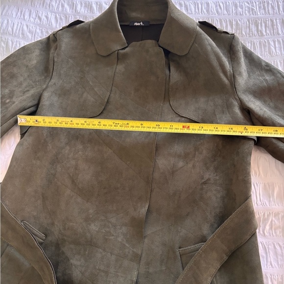 Mark. Army Green Suede Trench Coat. Sz Small - Picture 11 of 14